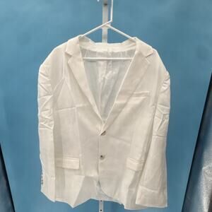 Men's White Linen Button Front Suit Jacket Long Sleeve M4B346 Size 2X-Large